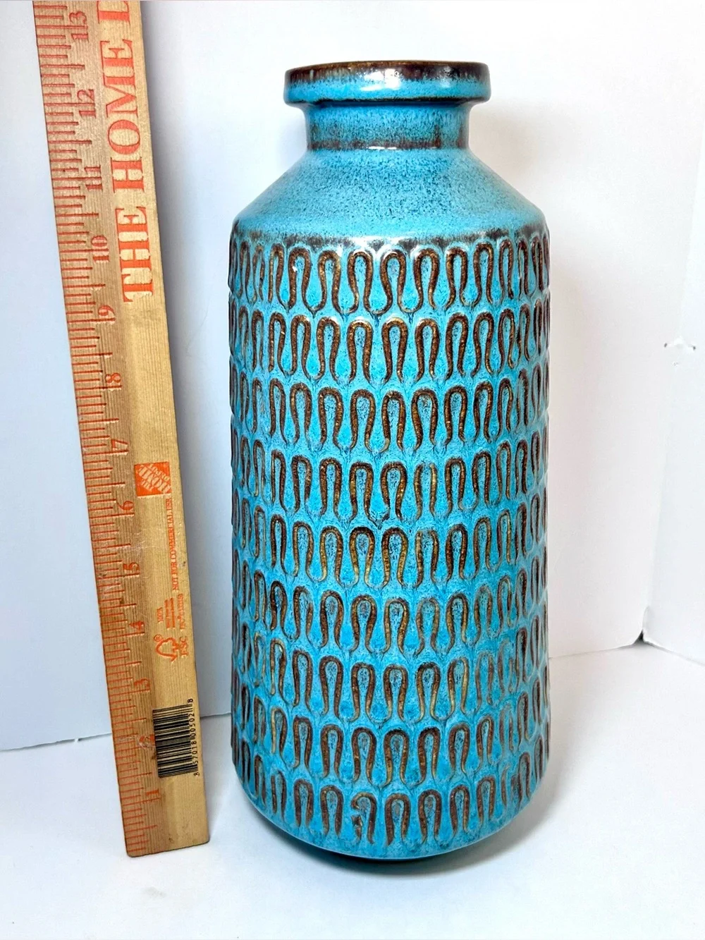 West Elm Glazed Ceramic Turquoise Scandinavian Style 12” Vase